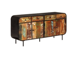 Vidaxl Aparador 140x35x70 Cm Madeira Recuperada Maciça E Metal