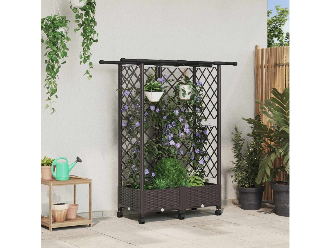 Vidaxl Cama Elevada Com Treliça E Telhado Castanho 124 X 40 X 127 Cm