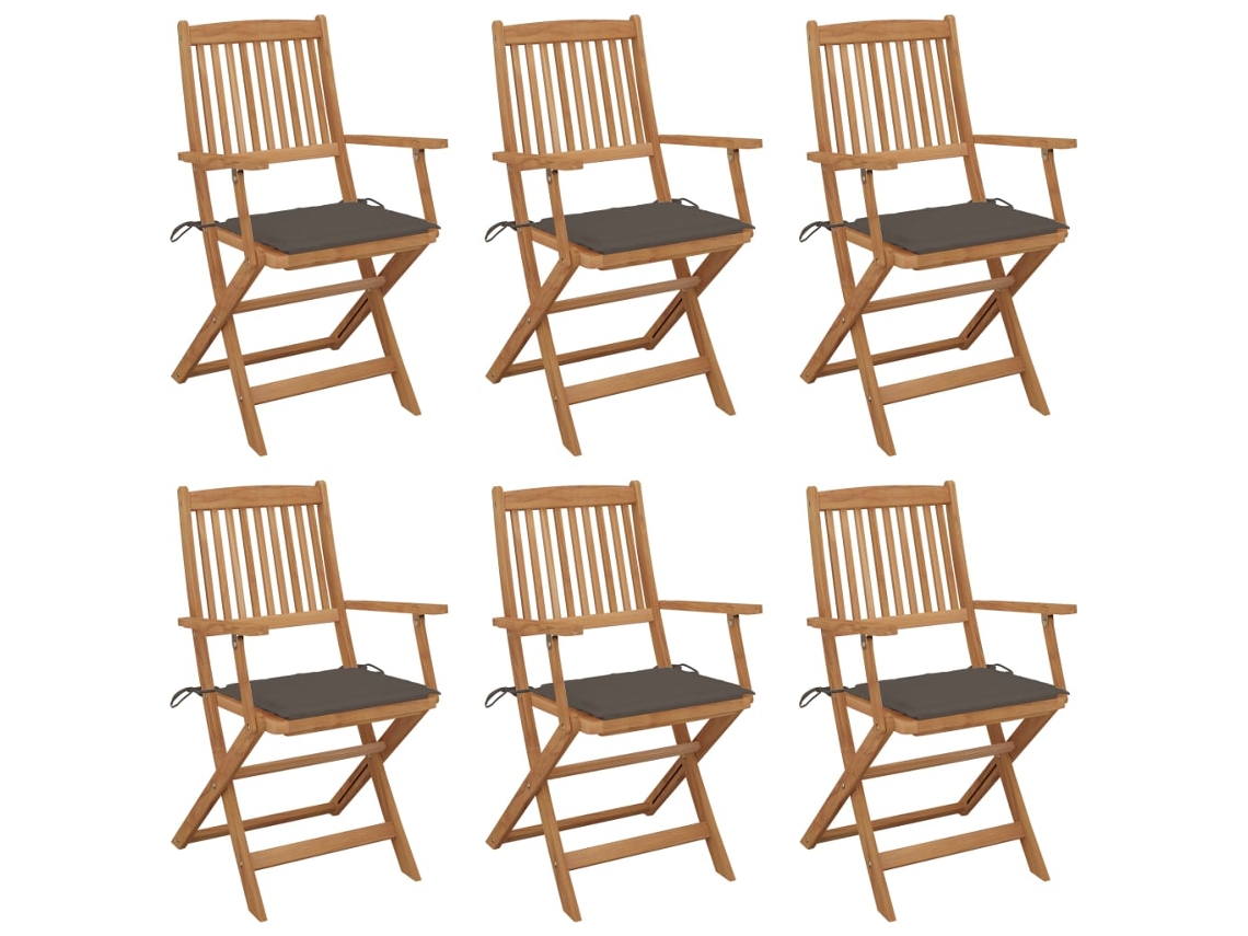 Folding Chair, Folding Chairs Vidaxl Cinzento-acastanhado Madeira De Acácia (n/a)