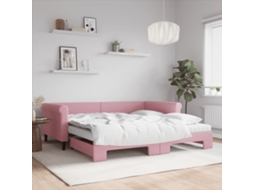 Vidaxl Sofá-cama Com Gavetão E Colchões 100x200 Cm Veludo Rosa