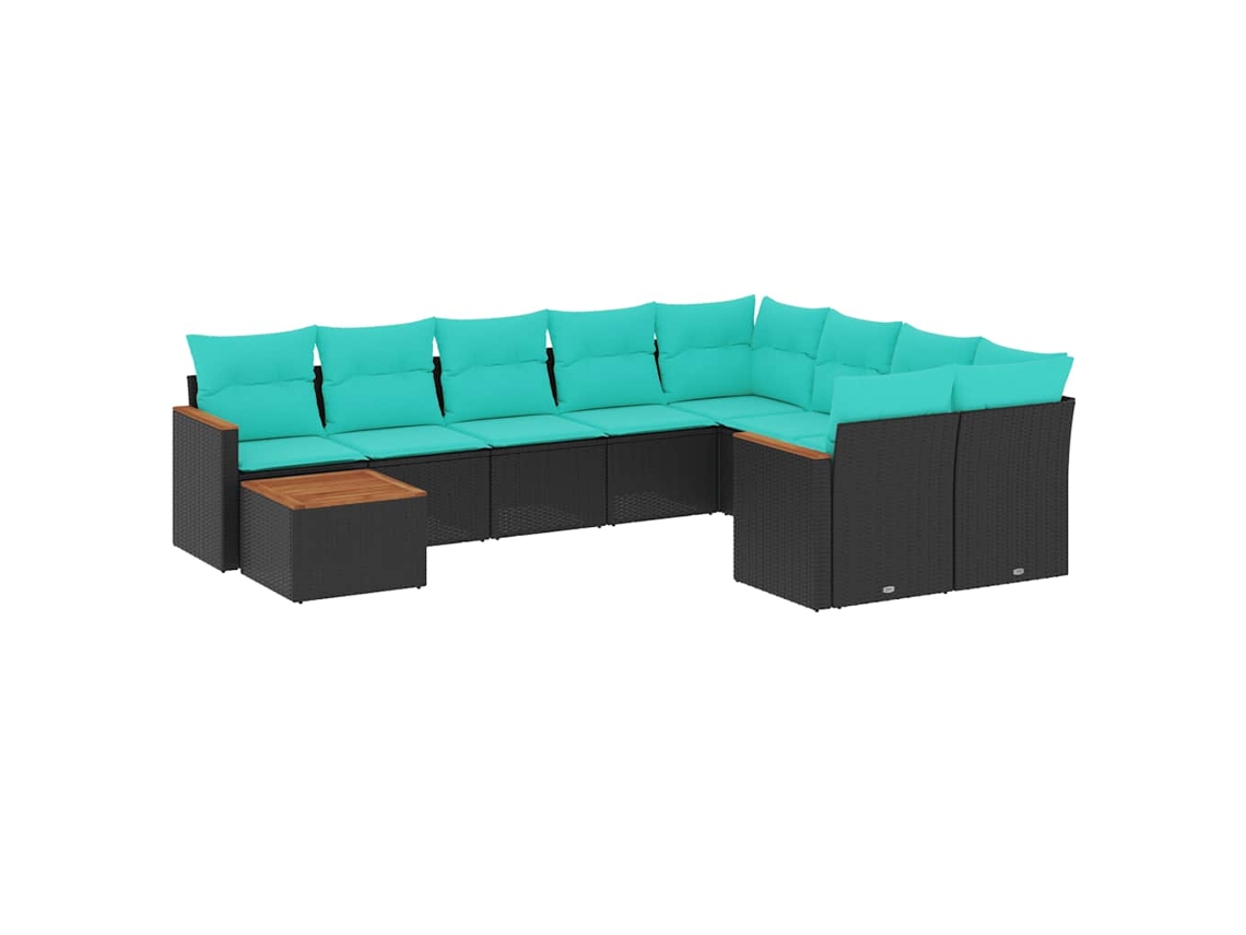 Conjunto de Sofá Jardim 3 Peças Almofadas Rattan Sintético MAISON EXCLUSIVE