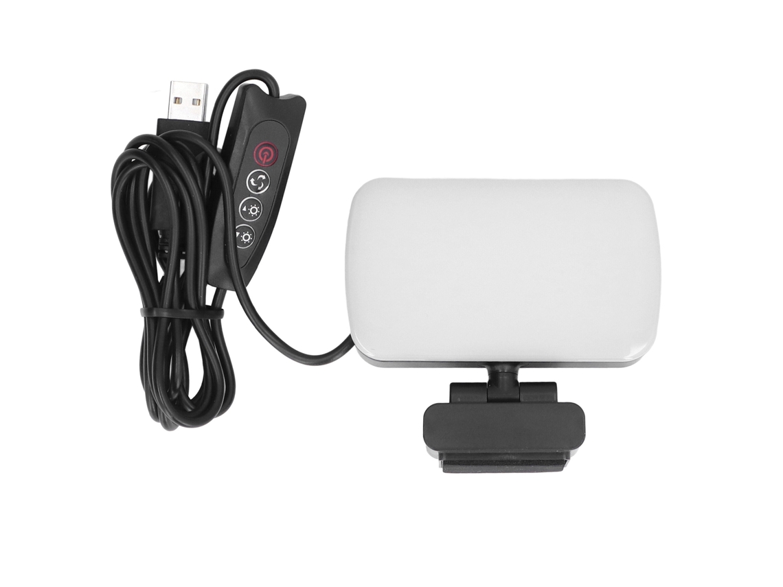 Luz de preenchimento LED clip on 360° rotativa 10 níveis ajustáveis para videoconferência | S/MARCA