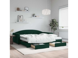 Vidaxl Sofá-cama C/ Gavetão E Gavetas 100x200 Cm Veludo Verde-escuro