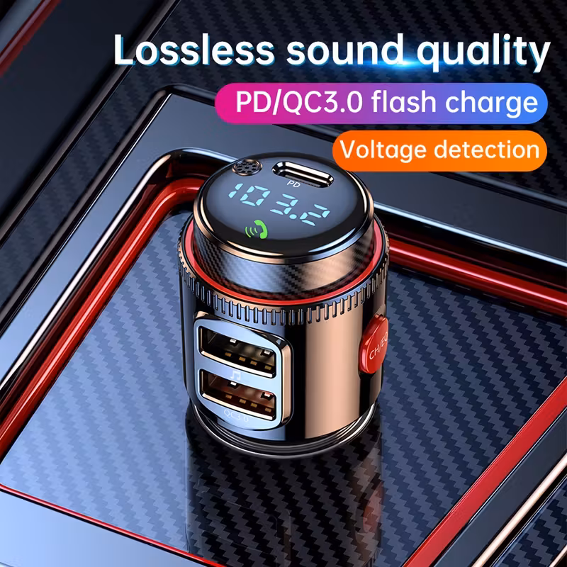 Transmissor Bluetooth Para Carro Com Carregamento Rápido Duplo Qc3.0/pd 20w E Mãos Livres Rosae