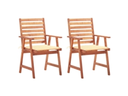 Cadeiras De Jantar P/ Jardim 2 Pcs C/ Almofadões Acácia Maciça Dkd Home Decor