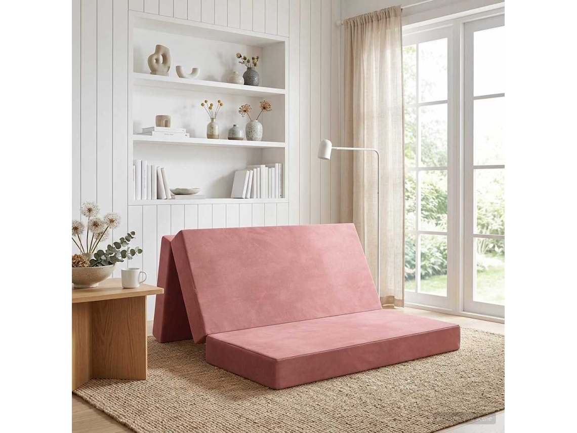 Vidaxl Sofá Cama Dobrável 140 X 67 X 45 Cm Rosa