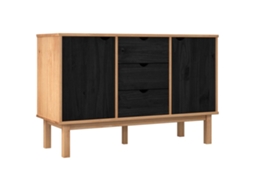 Vidaxl Buffet Otta Preto 113,5 X 43 X 73 Cm Madeira De Pinho Maciça