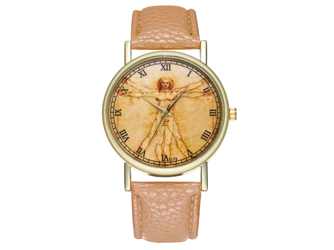 Reloj De Pulsera Analógico De Cuarzo Con Dial Redondo Para Hombre Y Mujer Zhoulianfa Beige