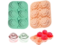 Formas de Gelo Nova Line, rosa, 12 cubos, em forma de rosa, para drinks e coquetéis | S/MARCA