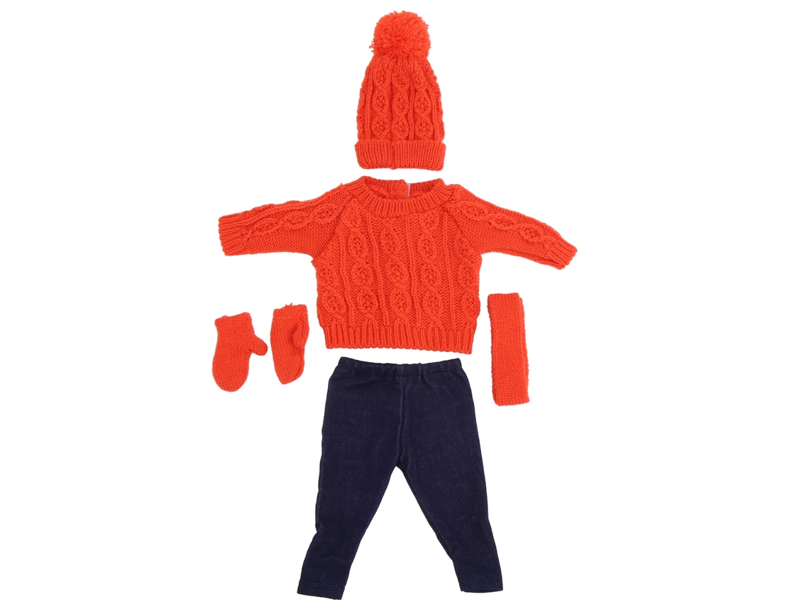 Rebe-roupas Para Bonecas: Suéter, Calças, Boné, Cachecol, Luvas E Acessórios Para Bonecas De 45,72 Cm/18 Polegadas Laranja Q18-789