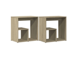 Conjunto de 2 Mesas de Apoio Derivados de Madeira Carvalho Sonoma MAISON EXCLUSIVE (50x30x50 cm)