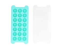 Forma de Gelo 21 Cubos Silicone Flexível com Tampa Removível Reutilizável para Cozinha Verde | S/MARCA
