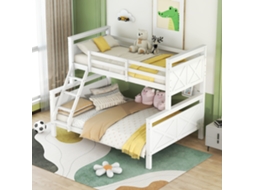Beliche 90/140x200 cm conversível em 2 camas, com escada e grade de segurança, branco VSOGA