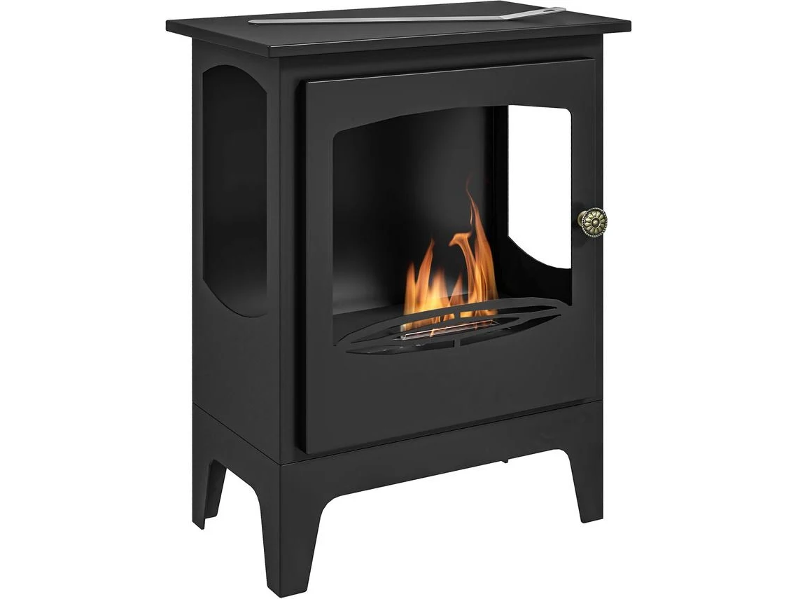 Lareira De Bioetanol Aço E Aço Inoxidável Cor Preto 39x26x54 Cm Homcom