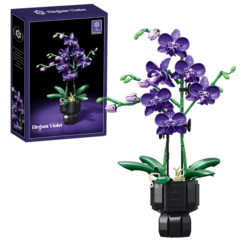 Buquê De Orquídeas Em Estilo Bonsai - Modelo De Planta Moc (blocos De Construção)