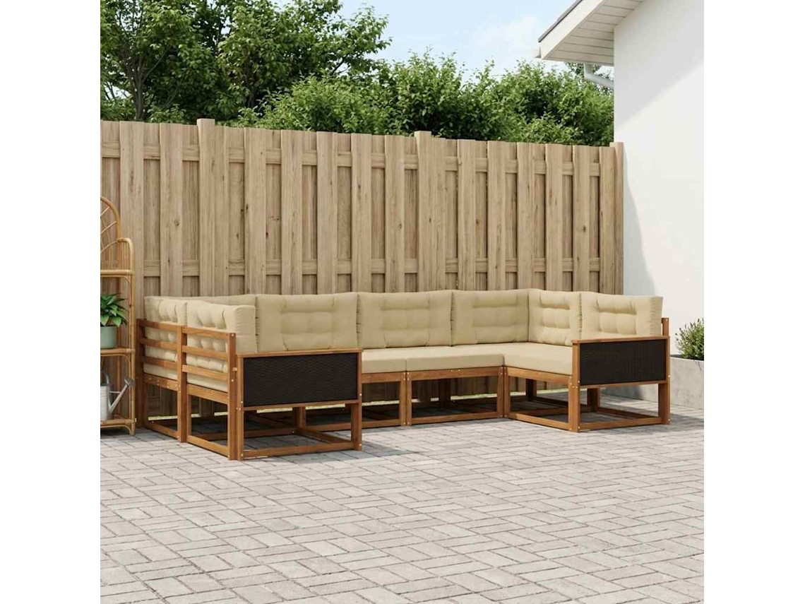 Vidaxl Conjunto De Sofás Para Exterior 6 Pcs Natural E Bege