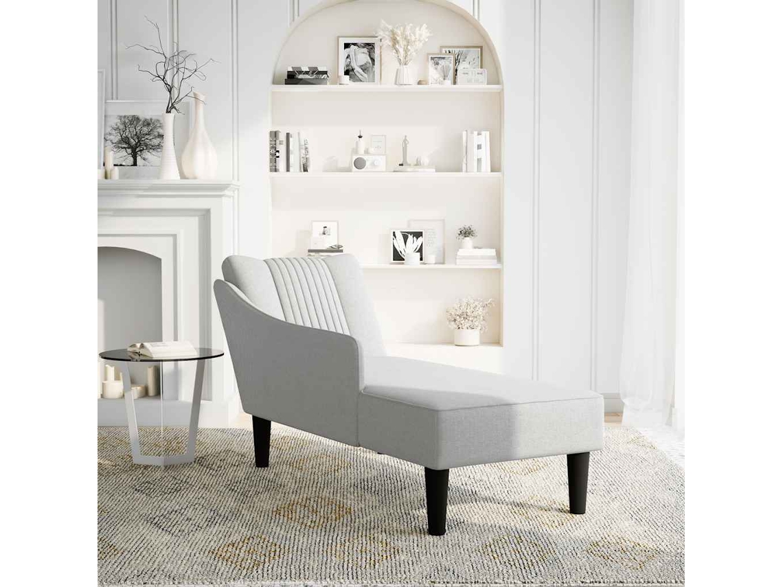 Chaise-Longue Com O Apoio De Braço Direito Em Tecido Cinza Nuvem Wsd453940 Adorável Casa