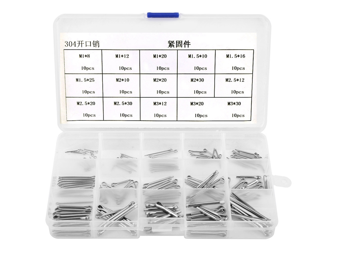 Kit Com 150 Pinos De Tesoura Em Aço Inoxidável 304, 15 Tipos Diferentes, Tamanhos M1 A M3