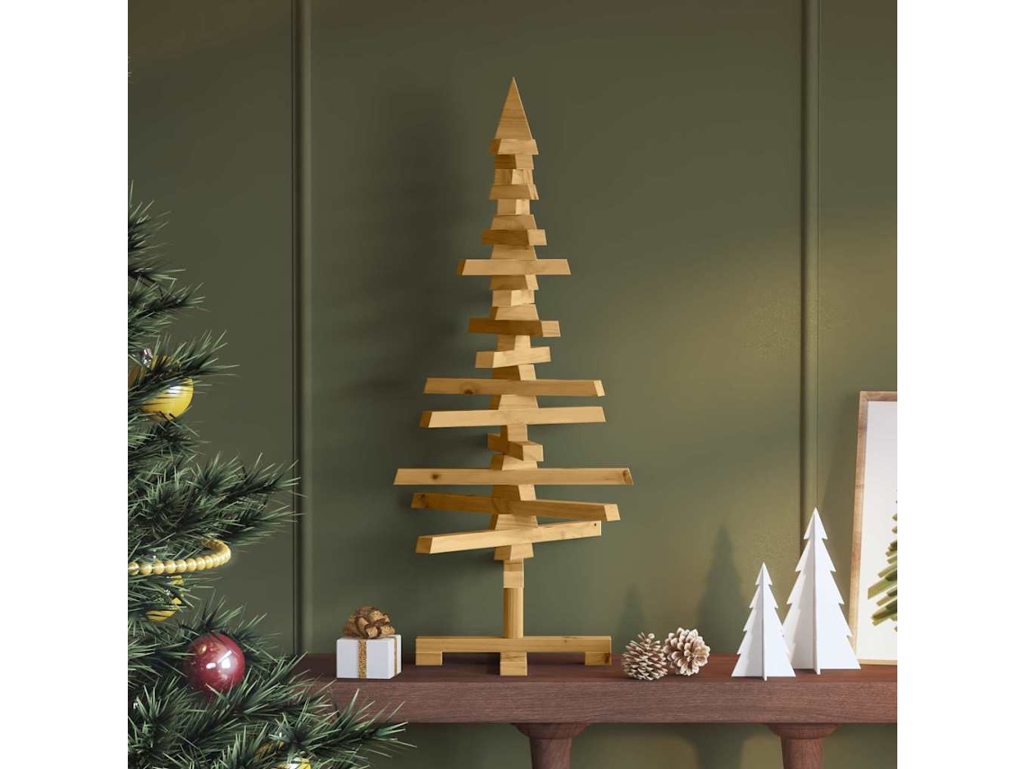 Vidaxl Árvore De Natal De Madeira Com Suporte Castanho 90 Cm