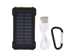 Carregador Solar Portátil 10000mAh com LED, carregamento solar e rápido