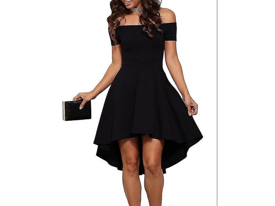 2026 vestido Sexy Negro de Hombros Descubiertos Con Falda Asimétrica para Fiestas Y Eventos Especiales