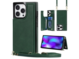Suporte Casa Bloqueio Rfid Para Iphone 15 Pro Pele Sintética Com Porta-cartões Verde