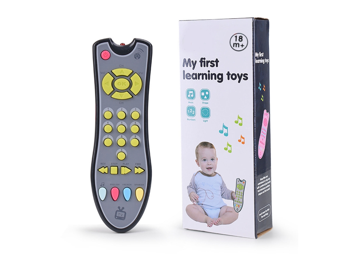 Mali brinquedo Controle Remoto Bebê Simulação Tv com Música Aprendizagem Inglês Educativo Cinza