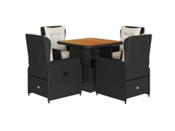 Garden Dining Set, Garden Dining Sets Vidaxl Preto Rattan / Vime (mesa Com 80 Cm De Comprimento)
