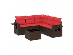Conjunto de Sofá de Jardim, 6 Peças, Almofadas, Rattan Preto MAISON EXCLUSIVE