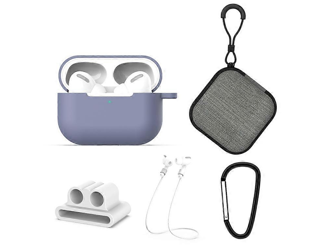 Conjunto de 5 acessórios para AirPods Pro: capa protetora de silicone, bolsa, Fivela, gancho e cordão anti-perda. GIECY