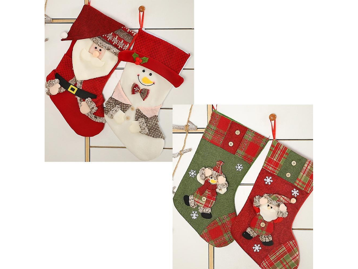 Meia Natalina Em Veludo Vermelho Com Detalhes Brancos, Para Doces E Presentes. Loja Olysi
