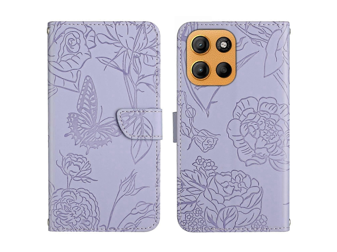 Capa De Couro Flip Com Estampa De Borboleta E Toque De Pele Para Motorola Moto G Stylus 5g 2025 Ht03