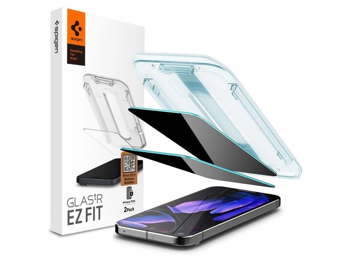 Spigen Glas.tr Ez Fit Privacy Vidro Temperado para Google Pixel 9 Pro XL (Pacote com 2, Proteção Durável)