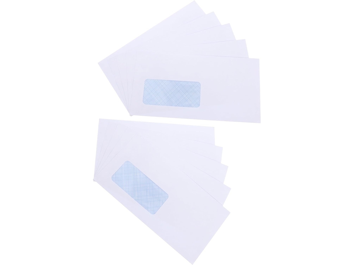 50 Envelopes Comerciais Autoadesivos Com Janela. Fecho Autoadesivo