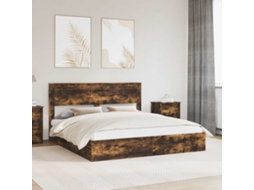 Vidaxl Cama Com Armazenamento Carvalho Defumado 180 X 200 Cm