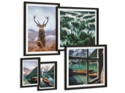Conjunto De Pinturas Natureza Animais Selvagens Montanhas Espelharte (5 Peças)