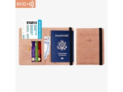 Porta-passaporte Rfid, Porta, Cartões Em Couro Pu Rosa