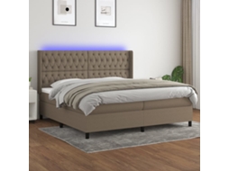 Cama Box Spring Colchão/led 200x200cm Tecido Cinza-acastanhado