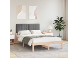 Vidaxl Estrutura De Cama Com Cabeceira Estofada Cinza Natural E Escuro