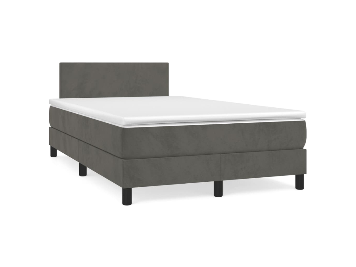 Vidaxl Cama Boxspring com Colchão 120x190 Cm Veludo Cinzento escuro