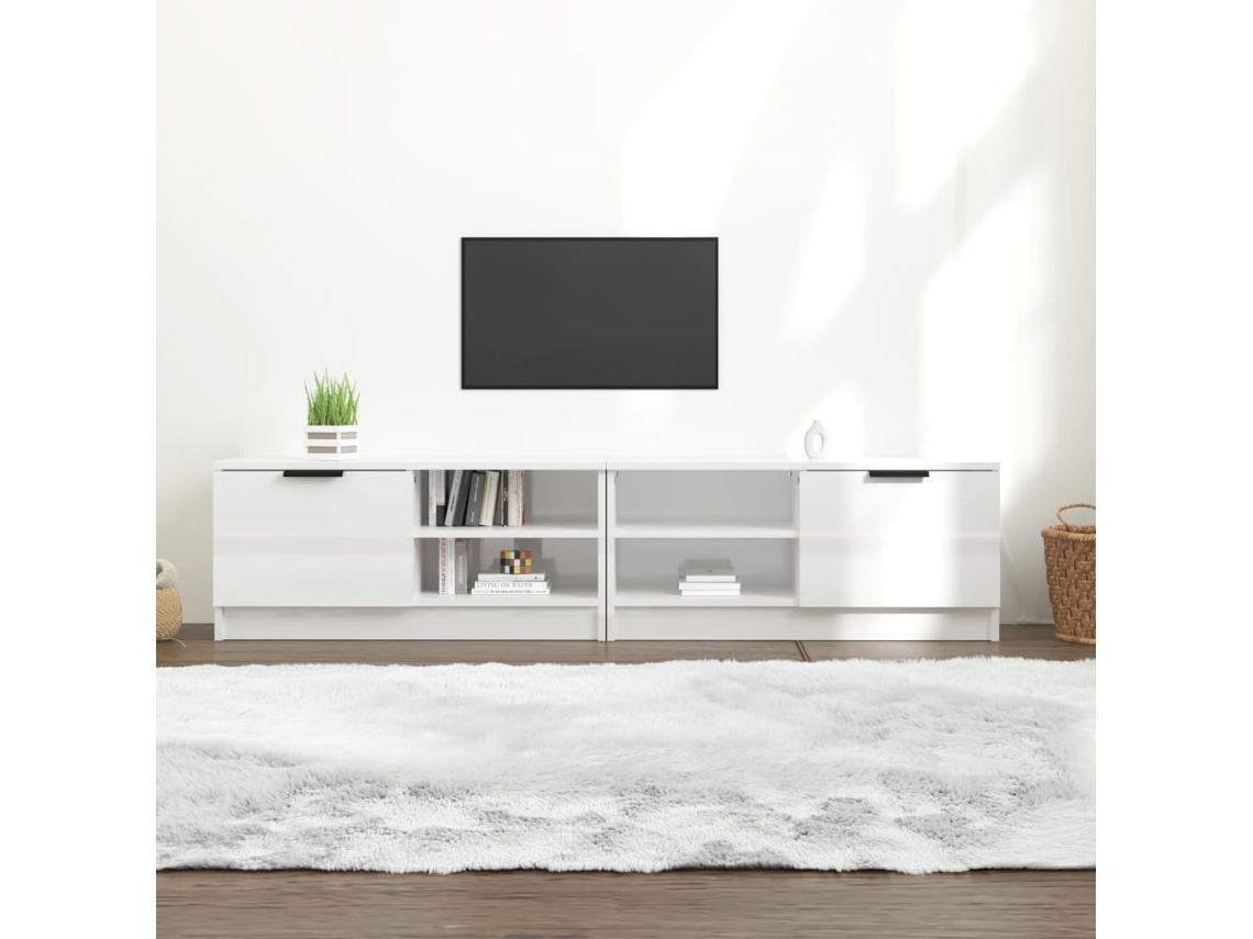 Vidaxl Móveis Tv 2pcs 80x35x36,5cm Derivados Madeira Branco Brilhante