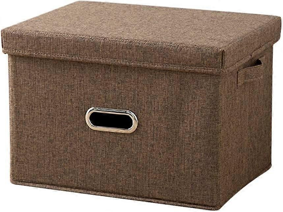 Caixa De Armazenamento Dobrável Com Tampa Organizador Com Alça Para Brinquedos, Café E Roupas Olysi Shop (37 X 27 X 26 Cm)