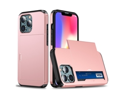 Capa Para Iphone 17 Ouro Rosa, Com Compartimento Deslizante Para Cartão, Agradável Ao Toque E Resistente A Quedas.