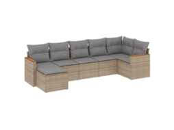 Conjunto de 7 Sofás para Jardim com Almofadões Vime Pe Bege MAISON EXCLUSIVE (7 pcs)