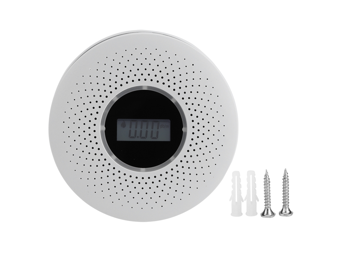 Alarme Multifuncional Laxiscreed 2 Em 1 Com Lcd E Voz Para Fumaça E Monóxido De Carbono