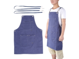 Baok-avental Azul De Lona Espessada À Prova D'água Para Cozinha Residencial Com Bolso Para Desenho, Pintura E Trabalho De Barbeiro