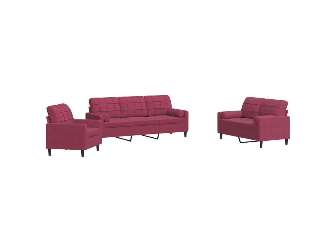 Sofa Set, Sofa Sets Vidaxl Vermelho Veludo (n/a)