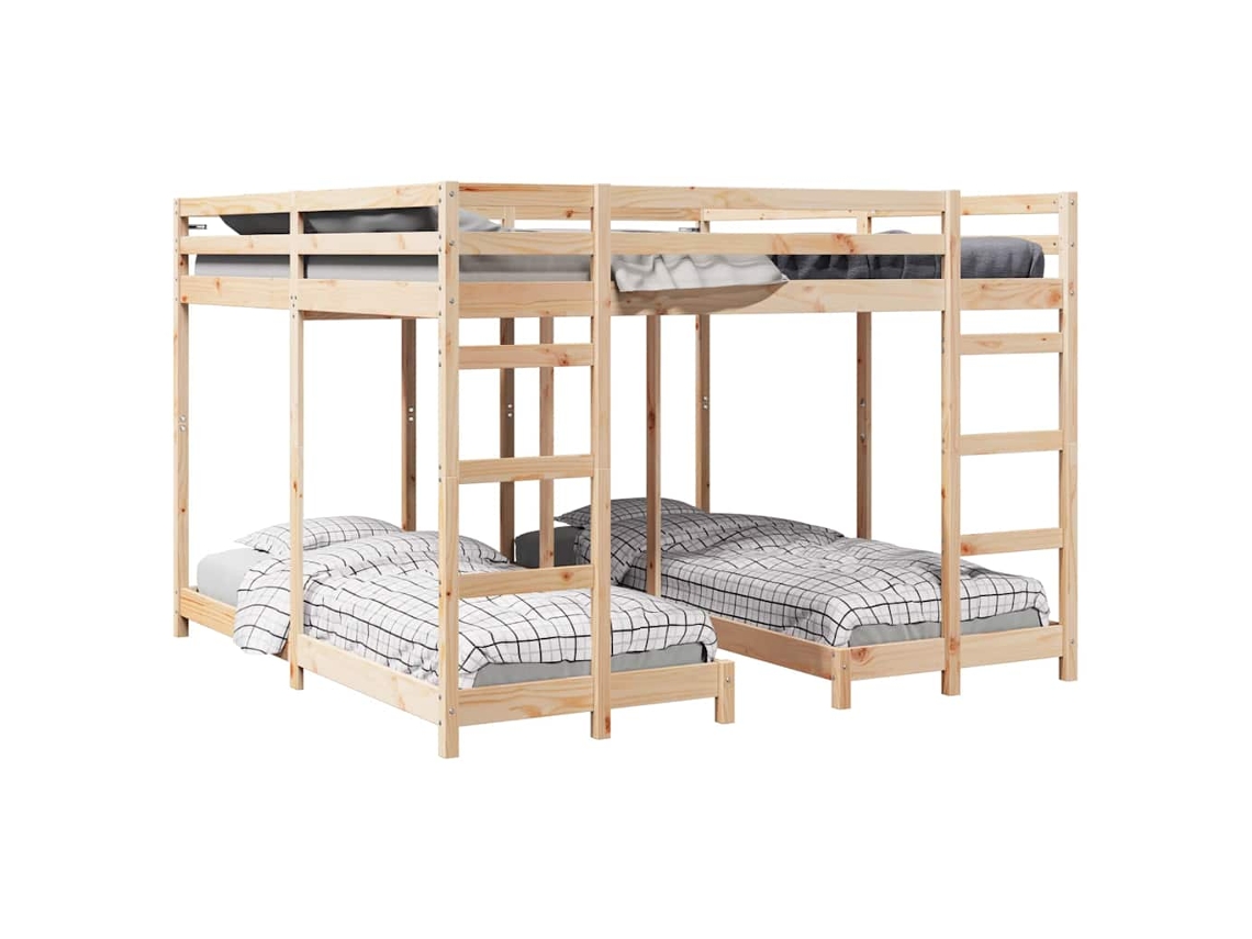 Estrutura de Cama Beliche Tripla Natural 80/200x200 cm MAISON EXCLUSIVE