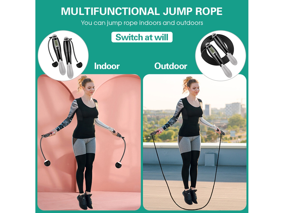 Omni-cuerda De Salto Inteligente De Acero Ajustable Para Esquí Y Ejercício, Funciones De Salto Doble