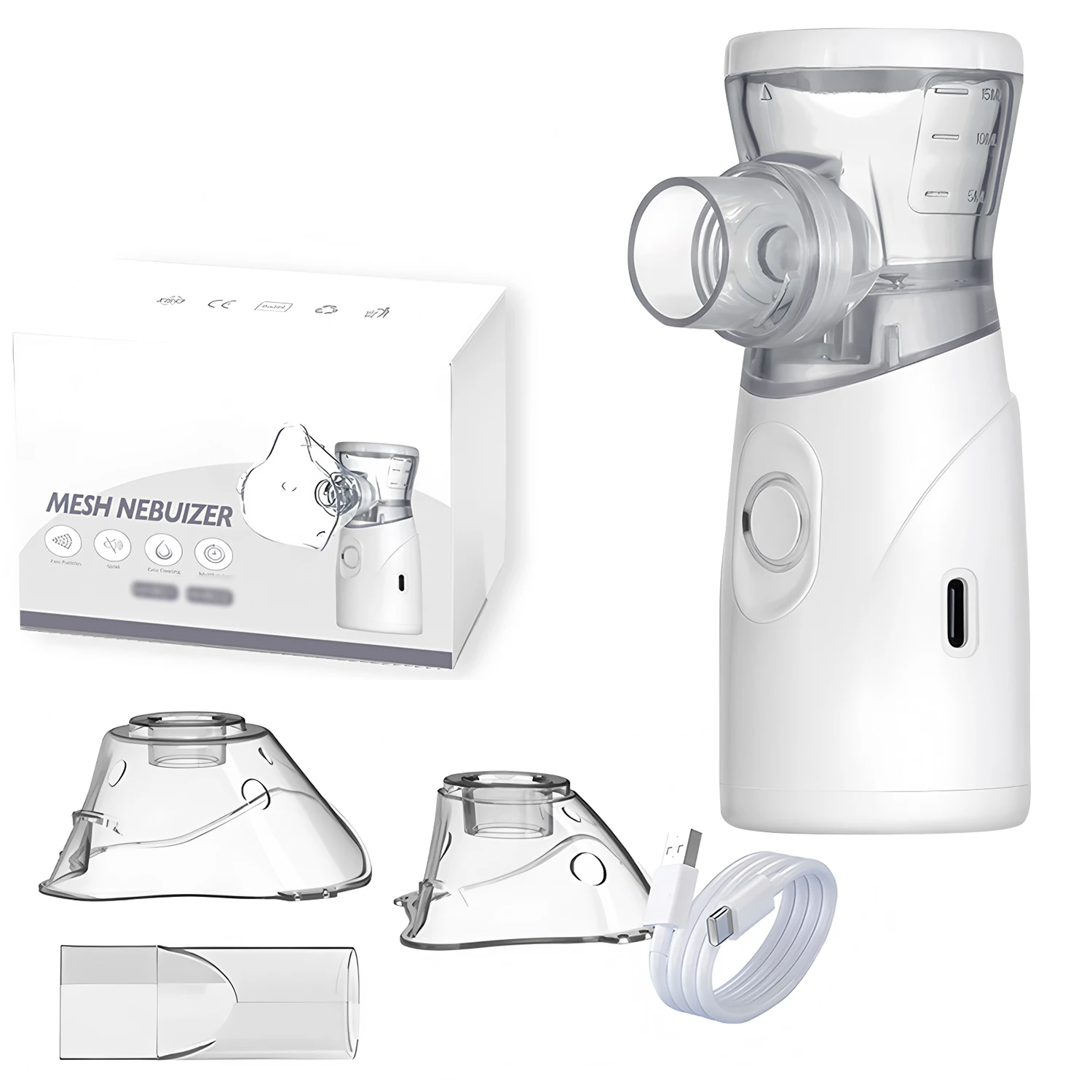 (branco) Nebulizador Silent Malha para Asma, Inalador para Cuidados de Saúde